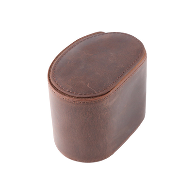 Vegan Real Leather Single Watch Winder Box Display Holder One Slot Watch Case Roll With Suede Interior