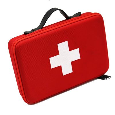 Custom Red EVA First Aid Case with PU Carrying Handle and Embroidery Logo