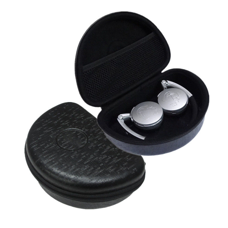 Foldable Headphone Protective Case , Black EVA Foam Earbud Carrying Case