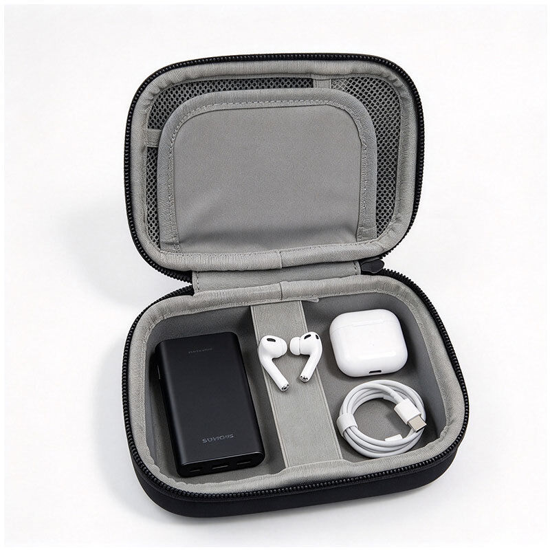 Waterproof Small Headphone Earbud Carrying Storage Pouch Black Eva Mini Earphone Charging Case With Zipper Custom
