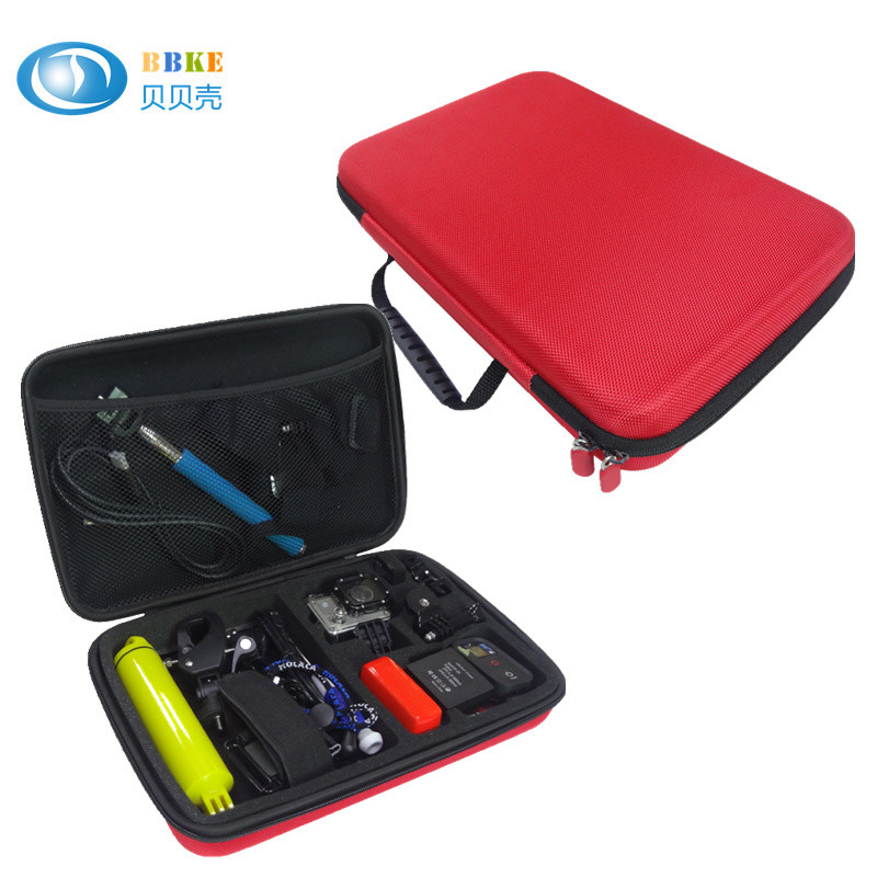 Red Camera Case Waterproof Red EVA Tool Case / Camera Hard Case With Zipper , 320x220x70mm